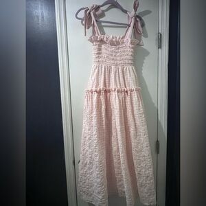 MARBLE Pink Maxi Dress with Bow Straps